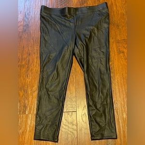 LOFT faux leather black pants leggings back zip zipper size 16 NEVER WORN